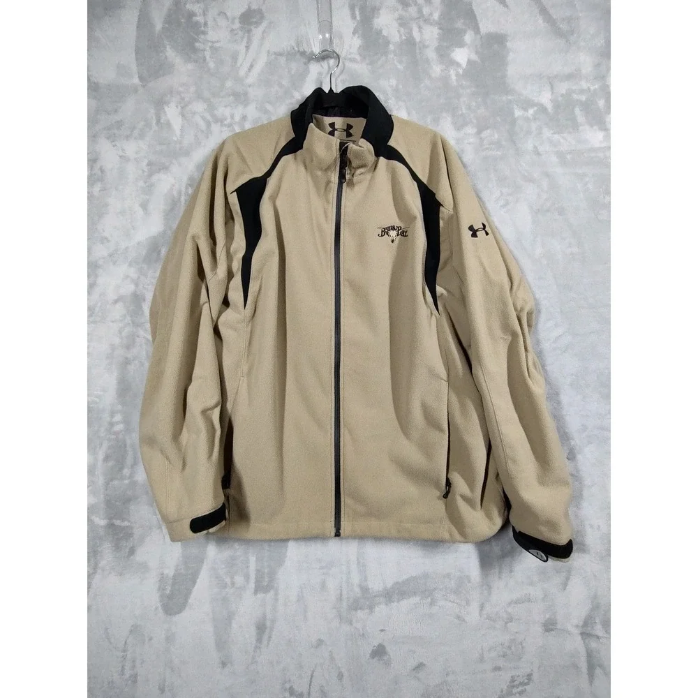 Under Armour Mens Golf Wear DNA Full Zip Fleece Jacket Tan Black Large RN 49314